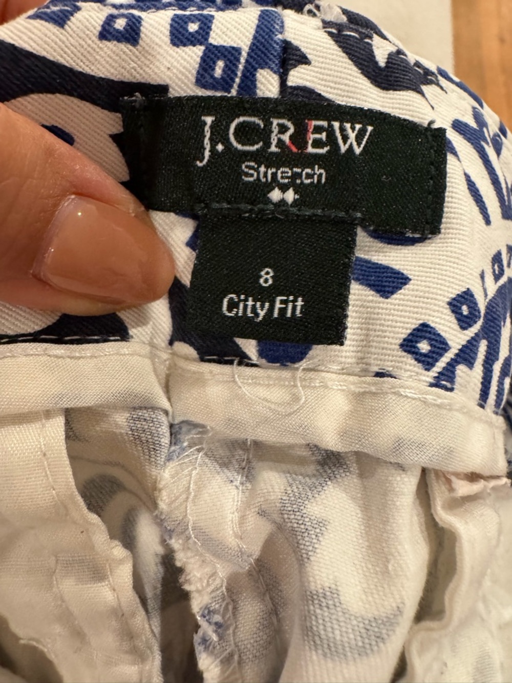 J. Crew Printed Crop Pants in blue Black & White size 8 summer - Picture 8 of 8